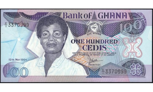 Гана 100 седи 1984 (Ghana 100 cedis 1984) P 26a : UNC