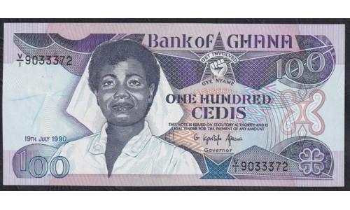 Гана 100 седи 1990 (Ghana 100 cedis 1990) P 26b: UNC