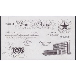 Гана 1000 фунтов 1958 года, A/1 000254 (Ghana 1000 pounds 1958) P 4: UNC 