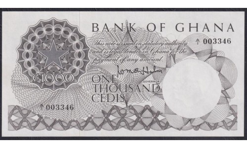Гана 1000 седи б/д (1965), A/1 003346 (Ghana 1000 cedis ND (1965)) P 9A: UNC