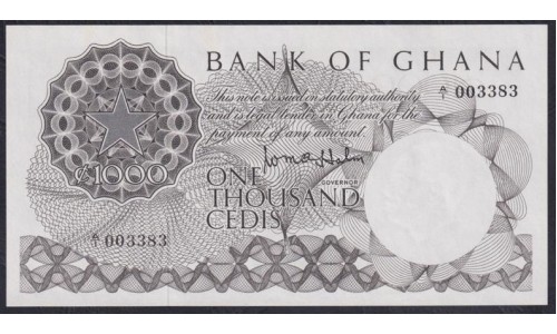 Гана 1000 седи б/д (1965), A/1 003383 (Ghana 1000 cedis ND (1965)) P 9A: UNC