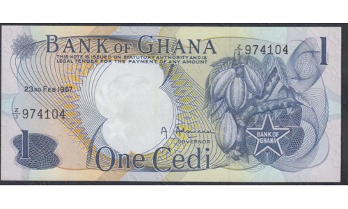 Гана 1 седи 1967 год, серия Замещения(Ghana 1 cedi 1967, Repleciment) P 10a: UNC