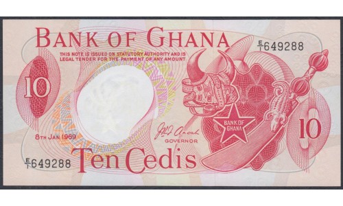 Гана 10 седи 1969 (Ghana 10 cedis 1969) P 12b: UNC