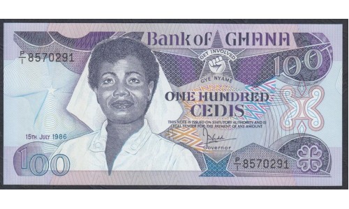 Гана 100 седи 1986 (Ghana 100 cedis 1986) P 26a: UNC