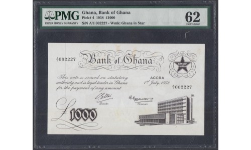 Гана 1000 фунтов 1958 (Ghana 1000 pounds 1958) P 4: UNC PMG 62