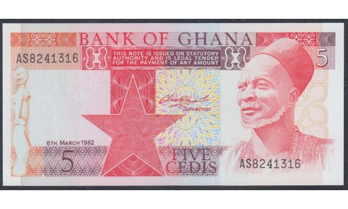 Гана 5 седи 1982 (Ghana 5 cedis 1982) P 19c: UNC