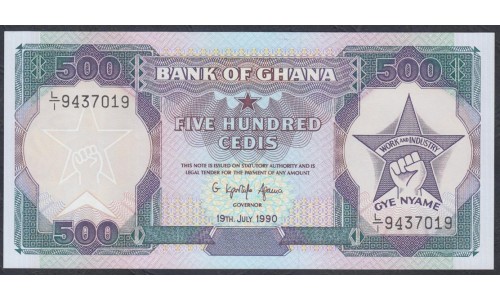 Гана 500 седи 1990 (Ghana 500 cedis 1990) P 28b: UNC
