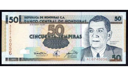 Гондурас 50 лемпир 2001 (HONDURAS 50 Lempiras 2001) P 88а : UNC