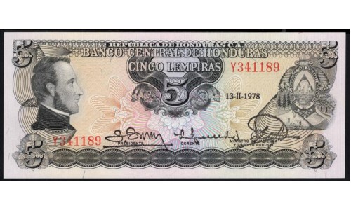 Гондурас 5 лемпир 1978 (HONDURAS 5 Lempiras 1978) P 59b : UNC