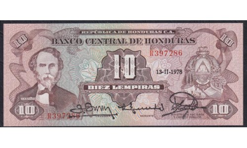 Гондурас 10 лемпир 1978 (HONDURAS 10 Lempiras 1978) P 64a(4): UNC--
