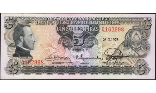Гондурас 5 лемпир 1976 (HONDURAS 5 Lempiras 1976) P 59b : UNC