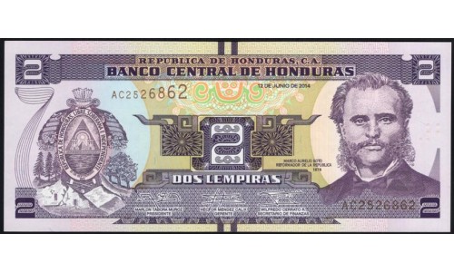 Гондурас 2 лемпиры 2014 (HONDURAS 2 Lempiras 2014) P 97b : UNC
