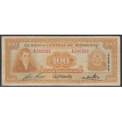 Гондурас 100 лемпира 1965 (HONDURAS 100 Lempiras 1965) P 49b : VF