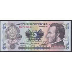 Гондурас 5 лемпир 1980 серия AC (HONDURAS 5 Lempiras 1980 prefix AC) P 63а : UNC
