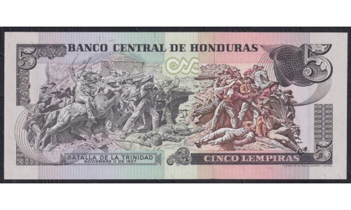 Гондурас 5 лемпир 1980 серия AC (HONDURAS 5 Lempiras 1980 prefix AC) P 63а : UNC