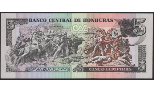 Гондурас 5 лемпир 1980 серия AC (HONDURAS 5 Lempiras 1980 prefix AC) P 63а : UNC