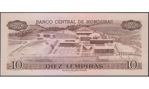 Гондурас 10 лемпир 1987 (HONDURAS 10 Lempiras 1987) P 64b : UNC