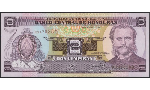 Гондурас 2 лемпиры 2001 (HONDURAS 2 Lempiras 2001) P 80Аc : UNC