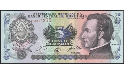 Гондурас 5 лемпир 1998 (HONDURAS 5 Lempiras 1998) P 81c : UNC
