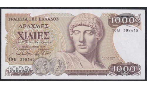 Греция 10000 драхм 1987 года (GREECE 10000 Drachmes 1987) P202: UNC