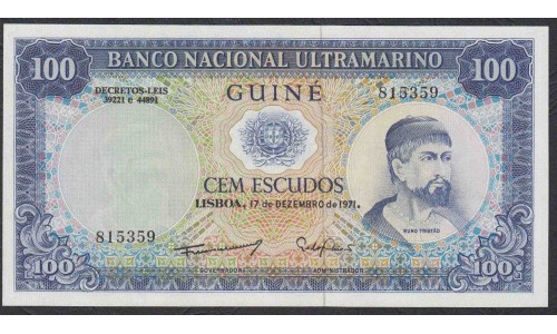 Гвинея 100 эскудо 1971 год (GUINEE 100 escudos 1971) P 45a(1): UNC