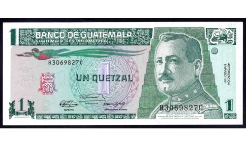 Гватемала 1 кетсаль 1991 (GUATEMALA 1 Quetzal 1991) P 73b : UNC-
