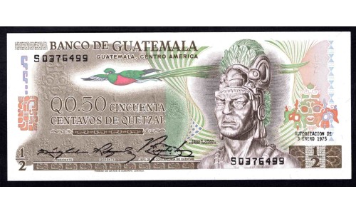 Гватемала 0,50 кетсаль 1975 (GUATEMALA 50 Centavos de Quetzal 1975) P 58b : UNC