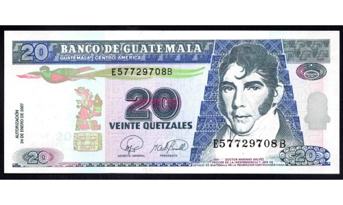 Гватемала 20 кетсалей 2007 (GUATEMALA 20 Quetzales 2007) P 112b : UNC