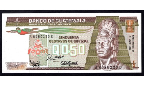 Гватемала 0,50 кетсаль 1988 (GUATEMALA 50 Centavos de Quetzal 1988) P 65(1) : UNC
