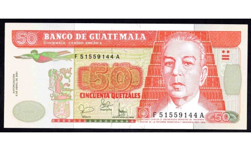 Гватемала 50 кетсалей 2001 (GUATEMALA  50 Quetzales 2001) P 105 : UNC