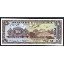 Гватемала 0,50 кетсаль 1966 г. (GUATEMALA 50 Centavos de Quetzal 1966 g.) P51c:Unc
