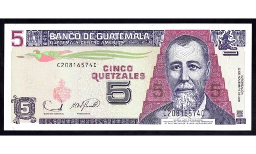 Гватемала 5 кетсалей 2006 (GUATEMALA 5 Quetzales 2006) P 106b : UNC