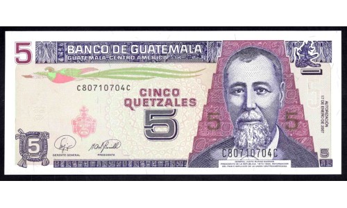 Гватемала 5 кетсалей 2007 (GUATEMALA 5 Quetzales 2007) P 106c : UNC