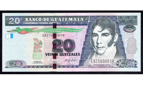 Гватемала 20 кетсалей 2008 (GUATEMALA 20 Quetzales 2008) P 118 : UNC