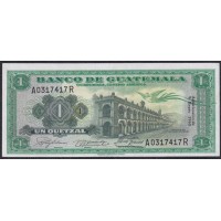 Гватемала 1 кетсаль 09.01.1963 года, НЕЧАСТЫЕ (GUATEMALA 1 Quetzal 09.01.1963) P 43e(1): aUNC/UNC
