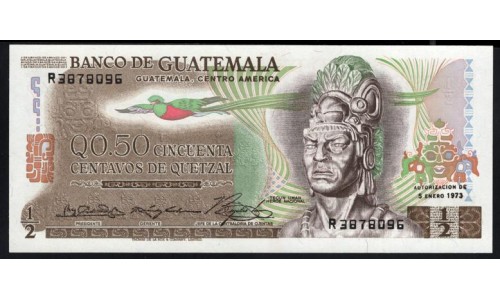 Гватемала 0,50 кетсаль 1973 (GUATEMALA 50 Centavos de Quetzal 1973) P 58a(2): UNC