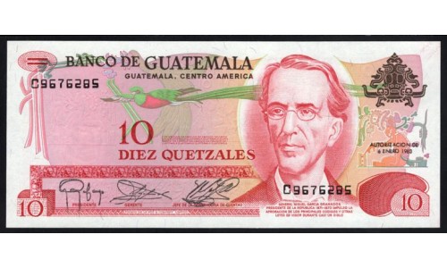 Гватемала 10 кетсалей 1983 (GUATEMALA 10 Quetzales 1983) P 61c(6): UNC