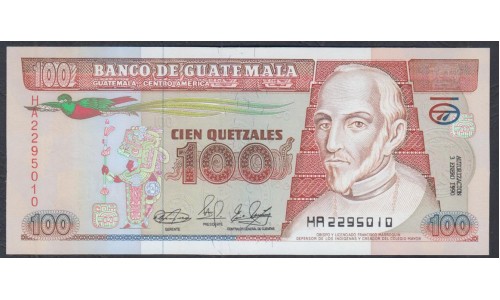 Гватемала 100 кетсалей 1990 года, Редкие (GUATEMALA 100 Quetzales 1990) P 78b(1): UNC