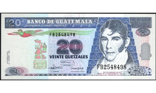 Гватемала 20 кетсалей 1992 (GUATEMALA 20 Quetzales 1992) P 83 : UNC