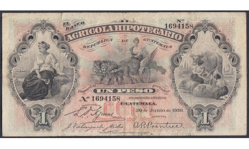 Гватемала 1 песо 1920 (GUATEMALA 1 peso 1920) P S101b: VF