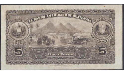 Гватемала 5 песо 1915 года (GUATEMALA 5 pesos 1915) P S112b: VF/XF