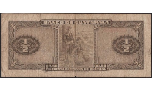 Гватемала 0,50 кетсаль 1958 (GUATEMALA 50 Centavos de Quetzal 1958) P 35 : VF