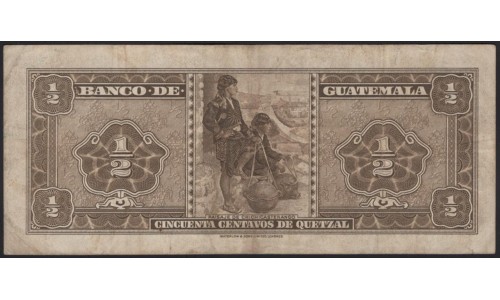 Гватемала 0,50 кетсаль 1960 (GUATEMALA 50 Centavos de Quetzal 1960) P 41b : VF/XF