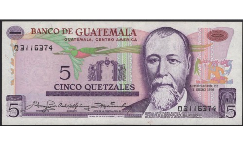 Гватемала 5 кетсалей 1980 (GUATEMALA 5 Quetzales 1980) P 60c : aUNC-