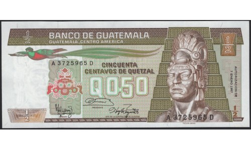 Гватемала 0,50 кетсаль 1987 (GUATEMALA 50 Centavos de Quetzal 1987) P 65(1) : UNC