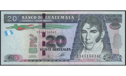 Гватемала 20 кетсалей 2010 (GUATEMALA 20 Quetzales 2010) P 124a : UNC