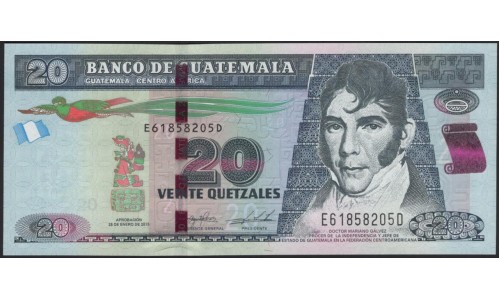 Гватемала 20 кетсалей 2015 (GUATEMALA 20 Quetzales 2015) P 124e : UNC