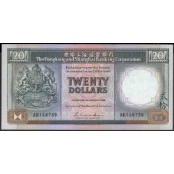 Гонконг 20 долларов 1988 год (Hong Kong 20 dollars 1988 year) P 192b:Unc