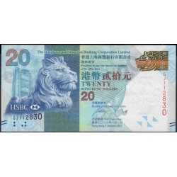 Гонконг 20 долларов 2012 год (Hong Kong 20 dollars 2012 year) P 212b:Unc