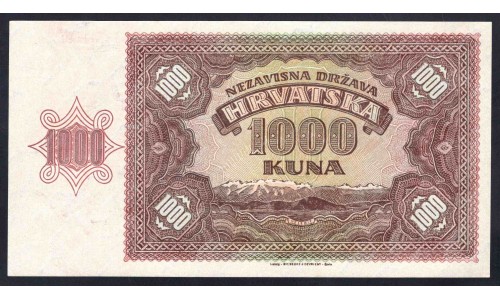 Хорватия 1000 куна 1941 (CROATIA 1000 kuna 1941) P 4a : UNC